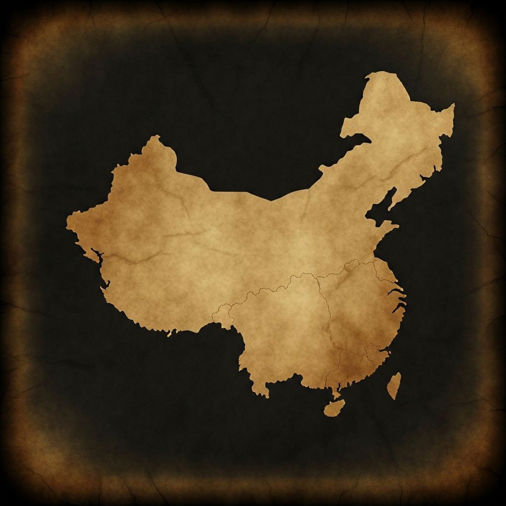 中国地图剪影